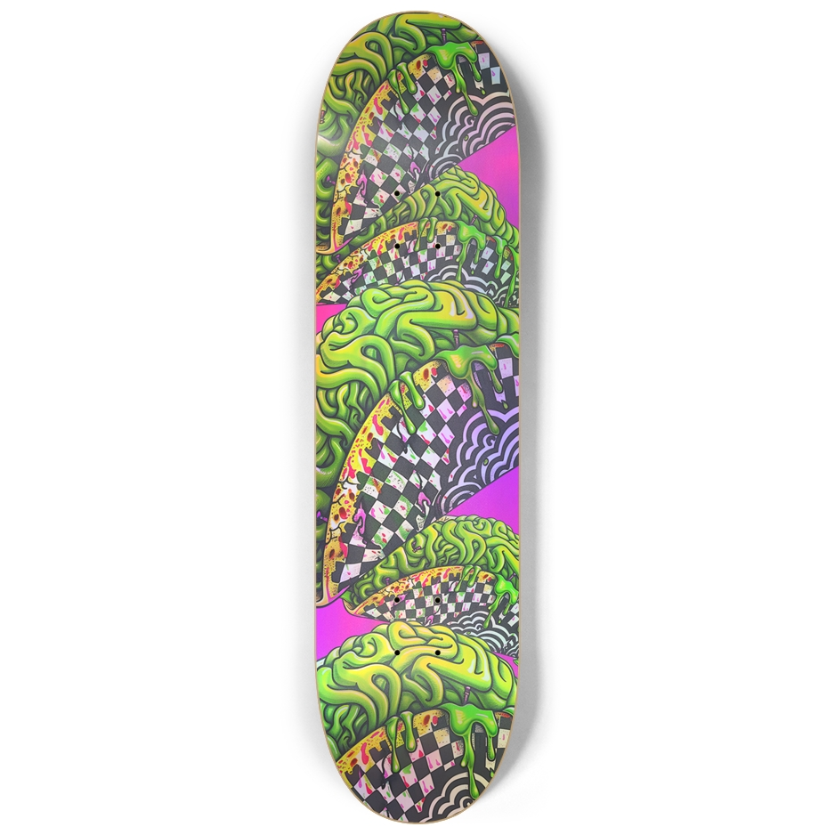 Holographic Zombie Brains Taco Skateboard Deck