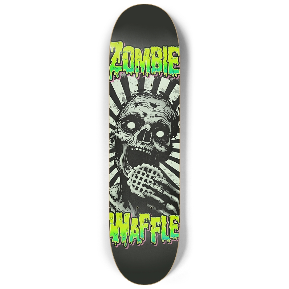 Glow-in-the-Dark Zombie Eating a Waffle Skateboard Deck