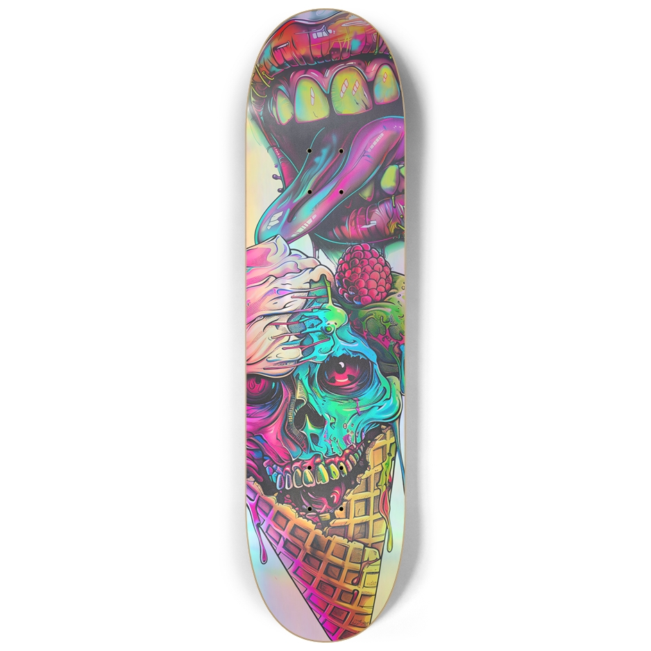 Holographic Zombies Like Ice Cream Too Skateboard Deck