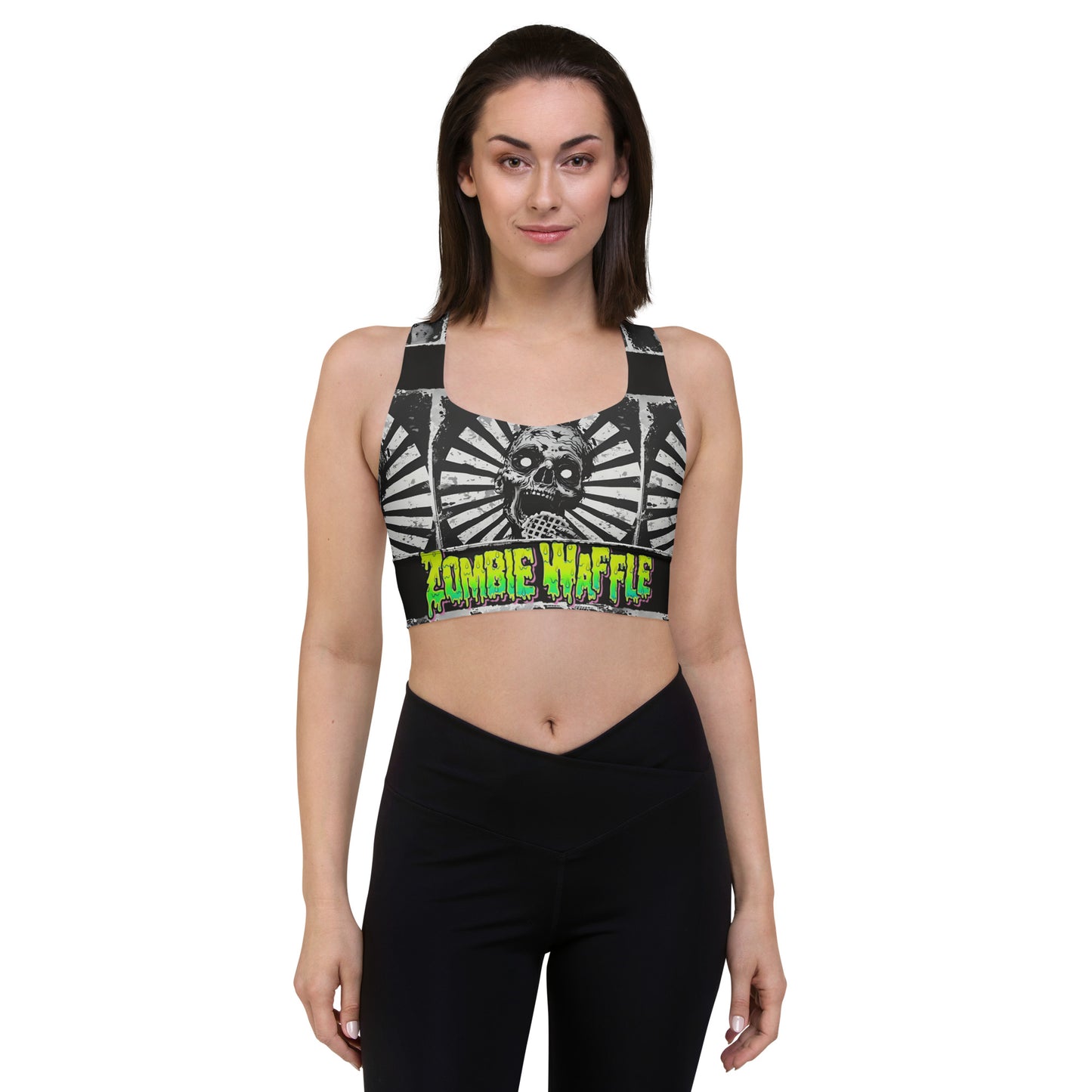 Zombie Eating a Waffle Sports Bra