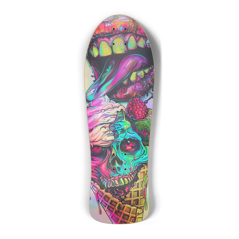 Holographic Zombies Like Ice Cream Too Old School Skateboard Deck