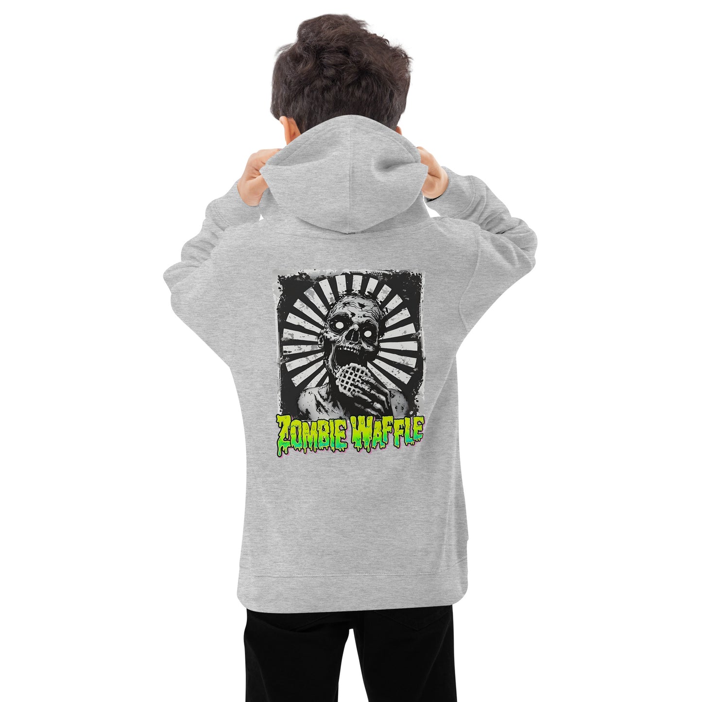 Youth Zombie Eating a Waffle Fleece Hoodie