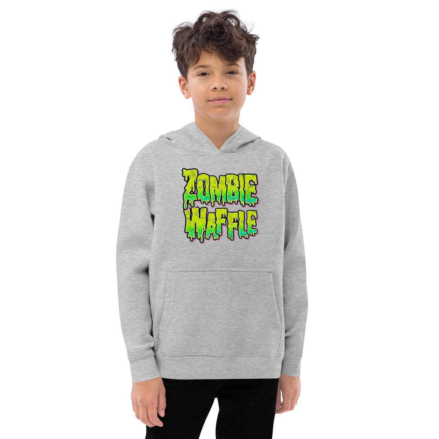 Youth Zombie Eating a Waffle Fleece Hoodie