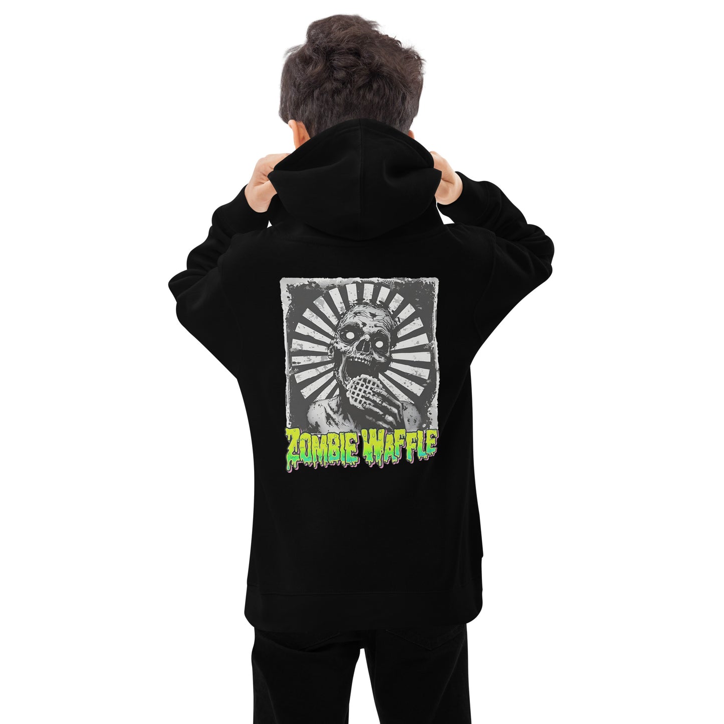 Youth Zombie Eating a Waffle Fleece Hoodie