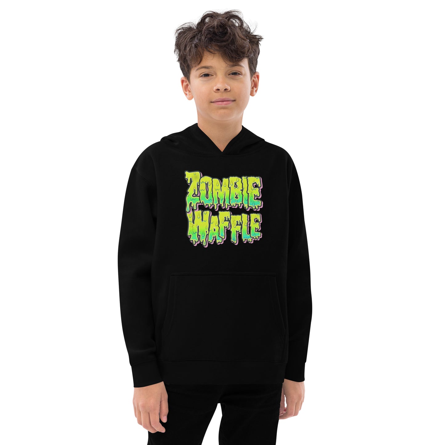 Youth Zombie Eating a Waffle Fleece Hoodie