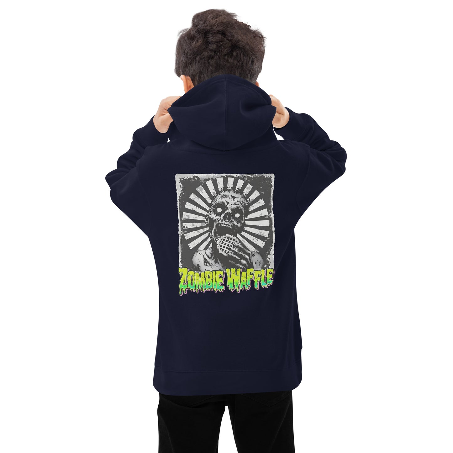 Youth Zombie Eating a Waffle Fleece Hoodie