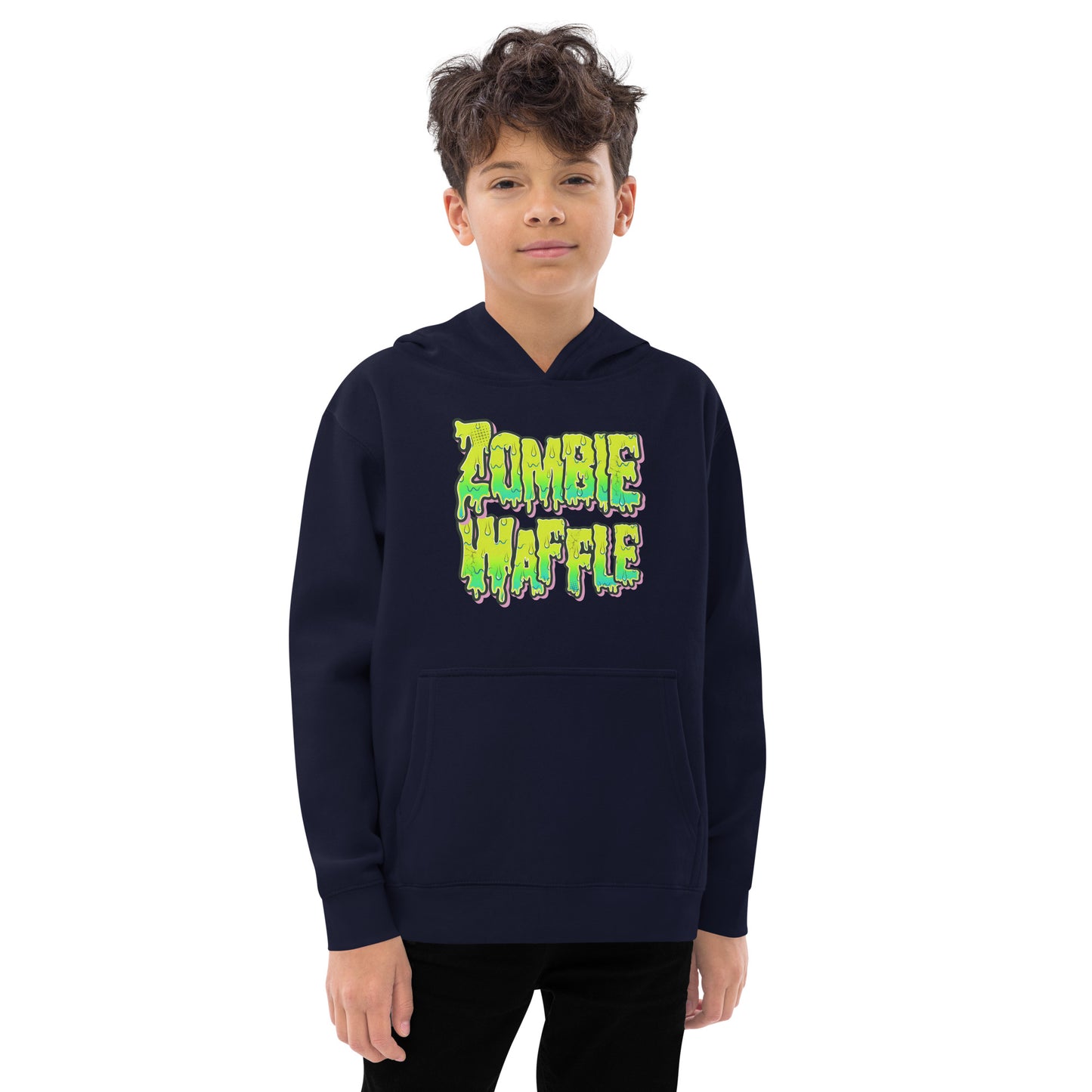 Youth Zombie Eating a Waffle Fleece Hoodie