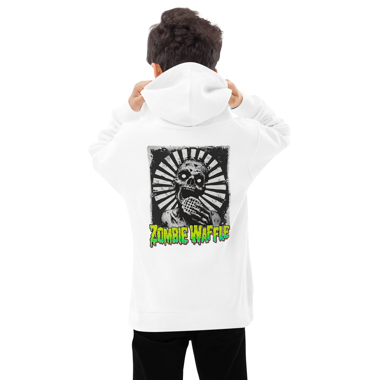 Youth Zombie Eating a Waffle Fleece Hoodie