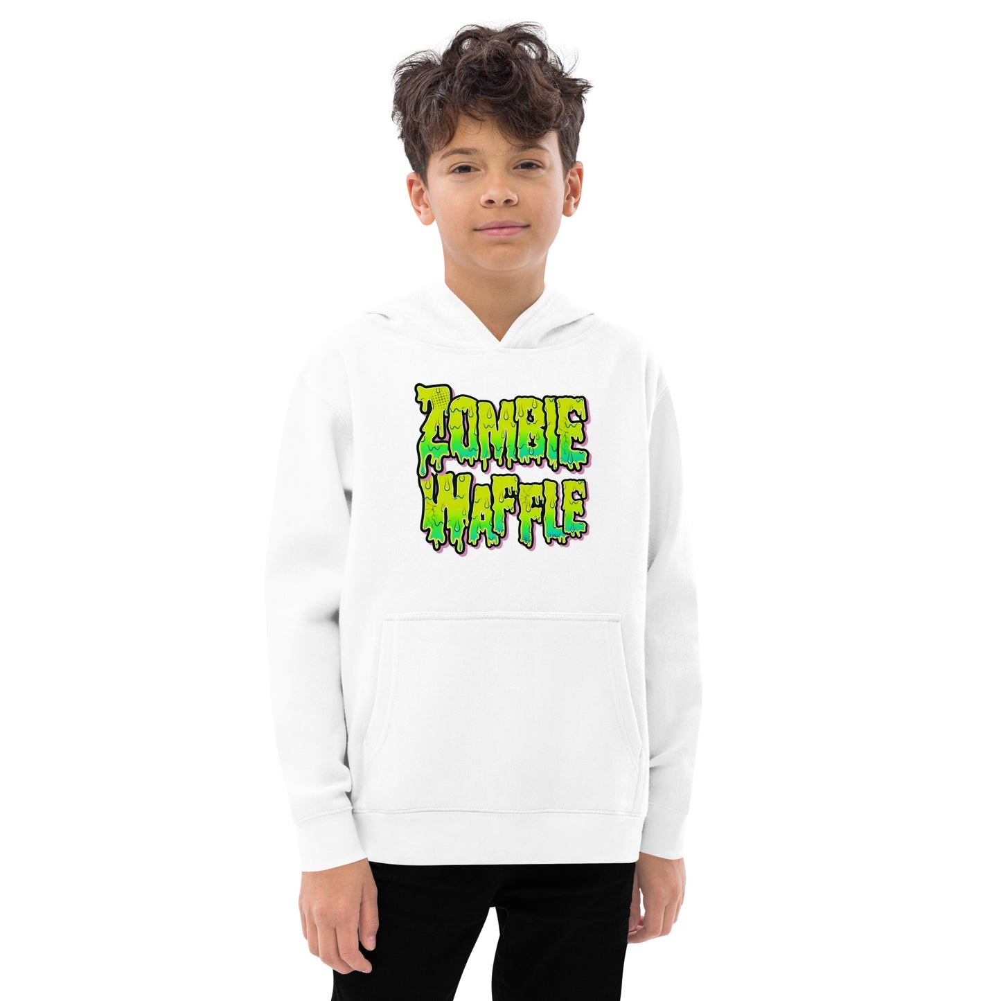 Youth Zombie Eating a Waffle Fleece Hoodie