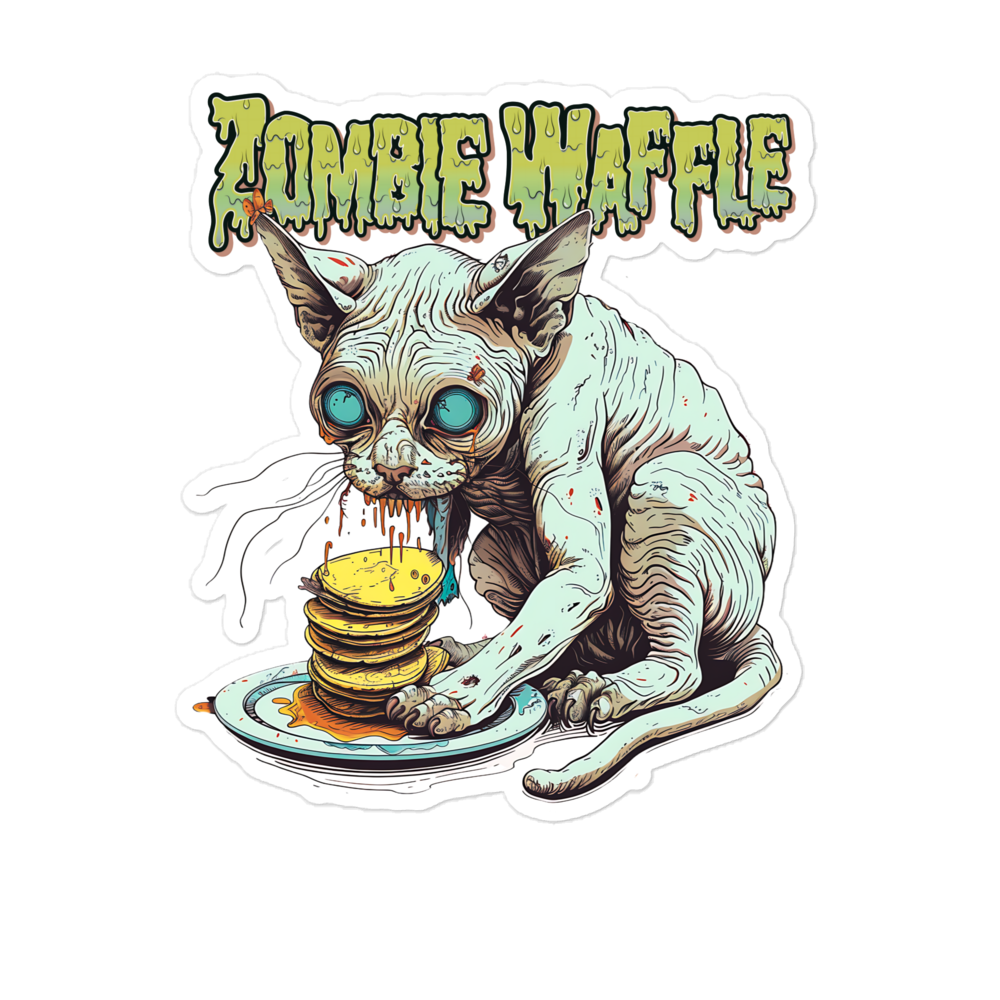 Zombie Sphynx Eating Pancakes Sticker