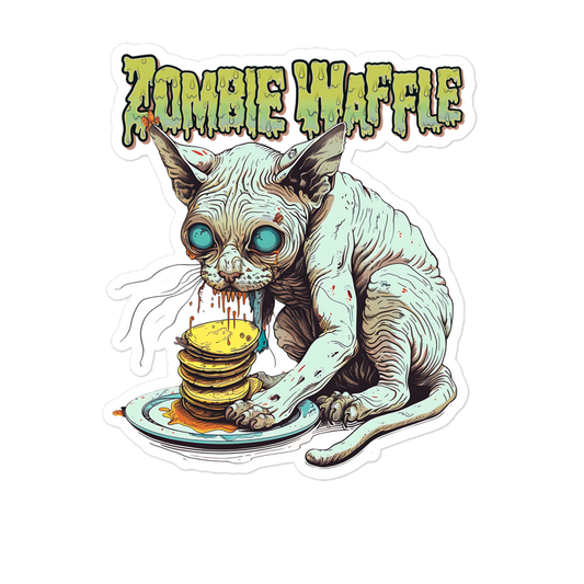 Zombie Sphynx Eating Pancakes Sticker