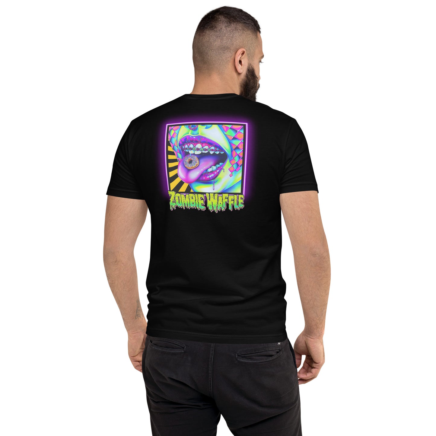 Donuts N Braces Men's Fitted Tee (Back Print)