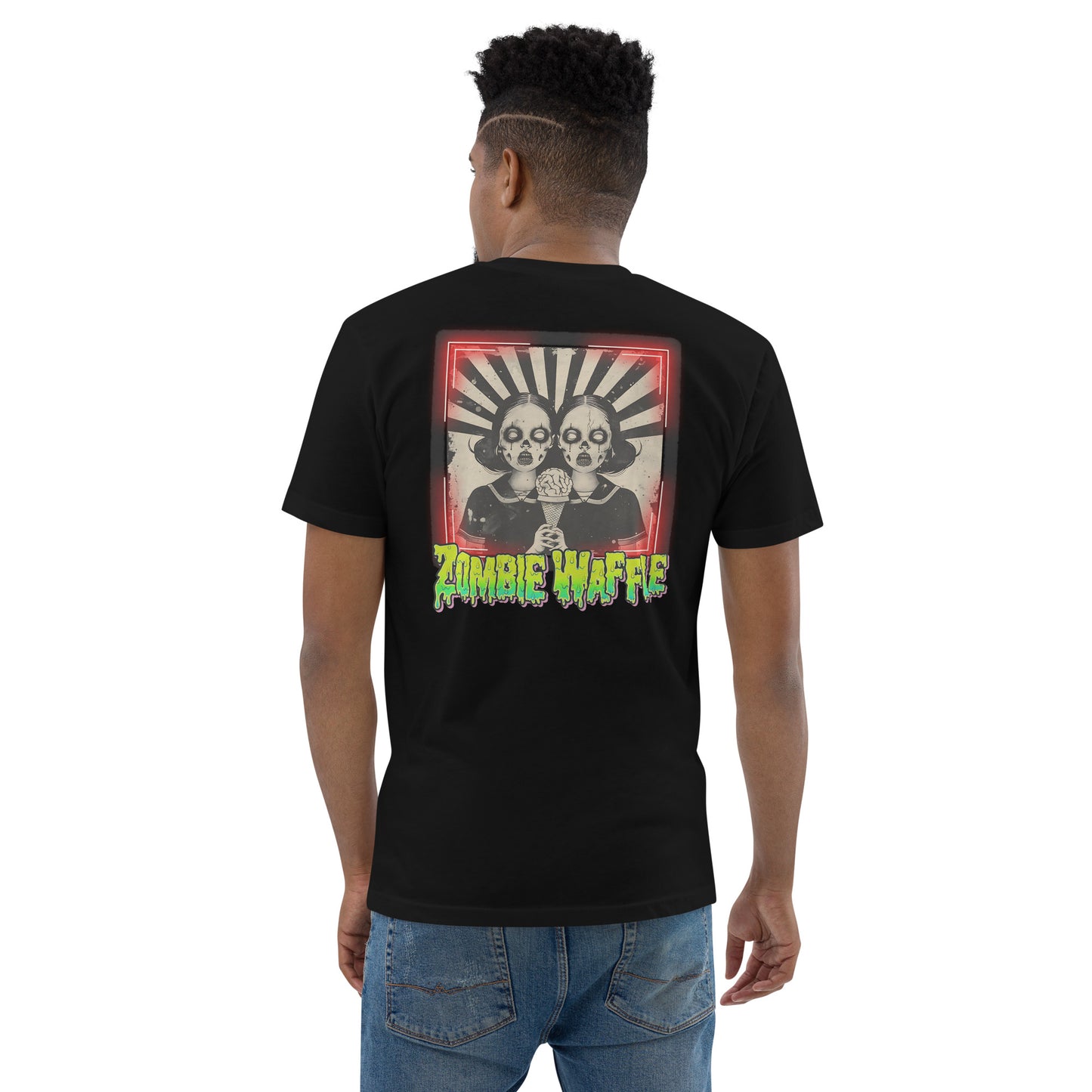 Zombie Twins Men's Fitted Tee (Back Print)