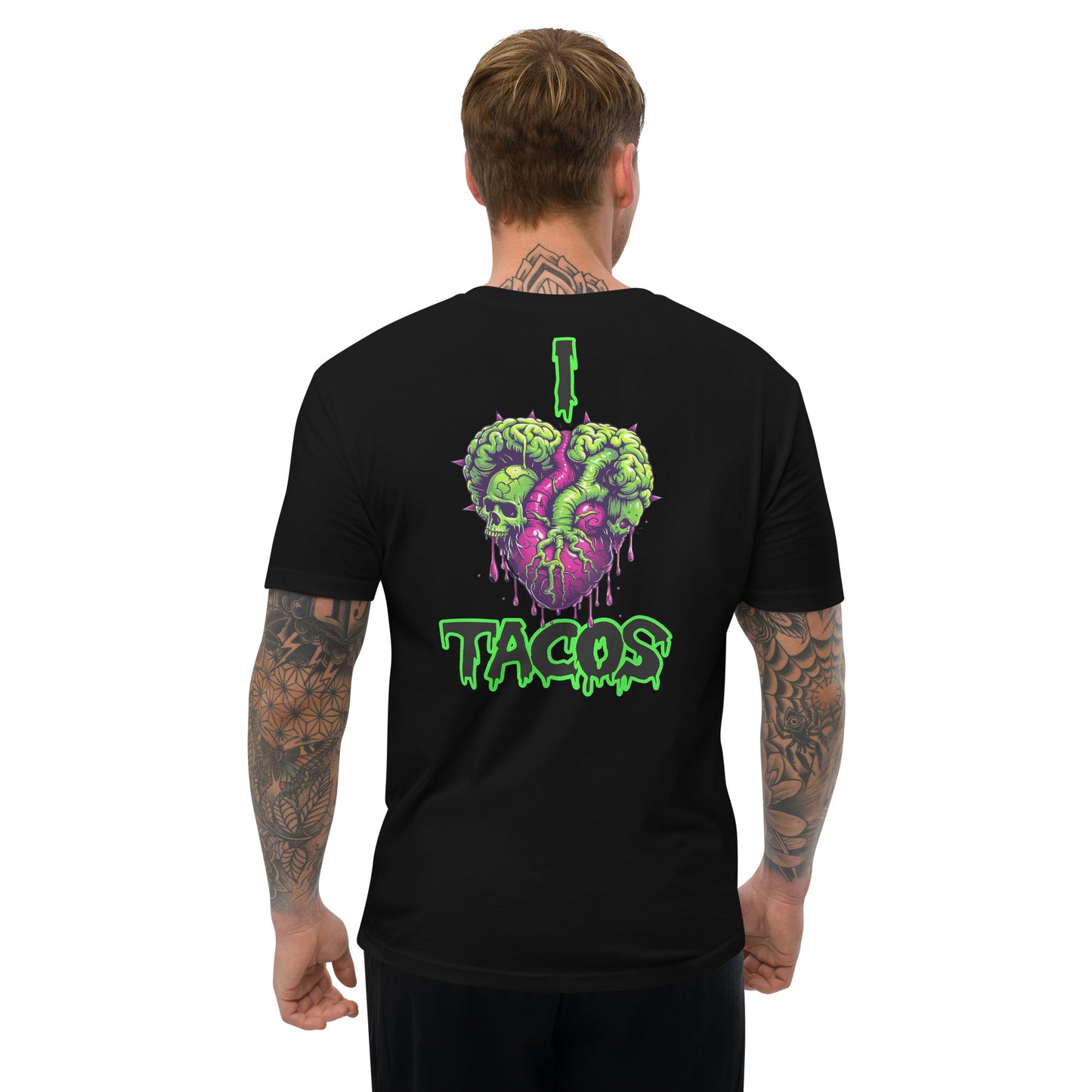 I Heart Tacos Men's Fitted Tee (Back Print)