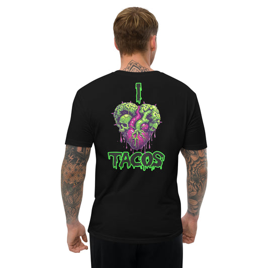 I Heart Tacos Men's Fitted Tee (Back Print)