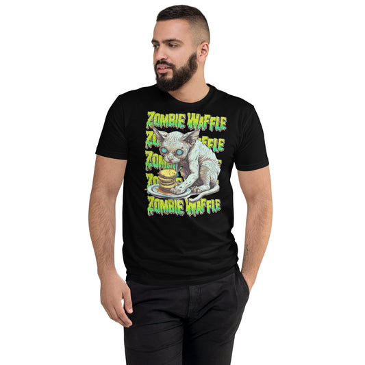 Zombie Sphynx Eating Pancakes Men's Fitted Tee