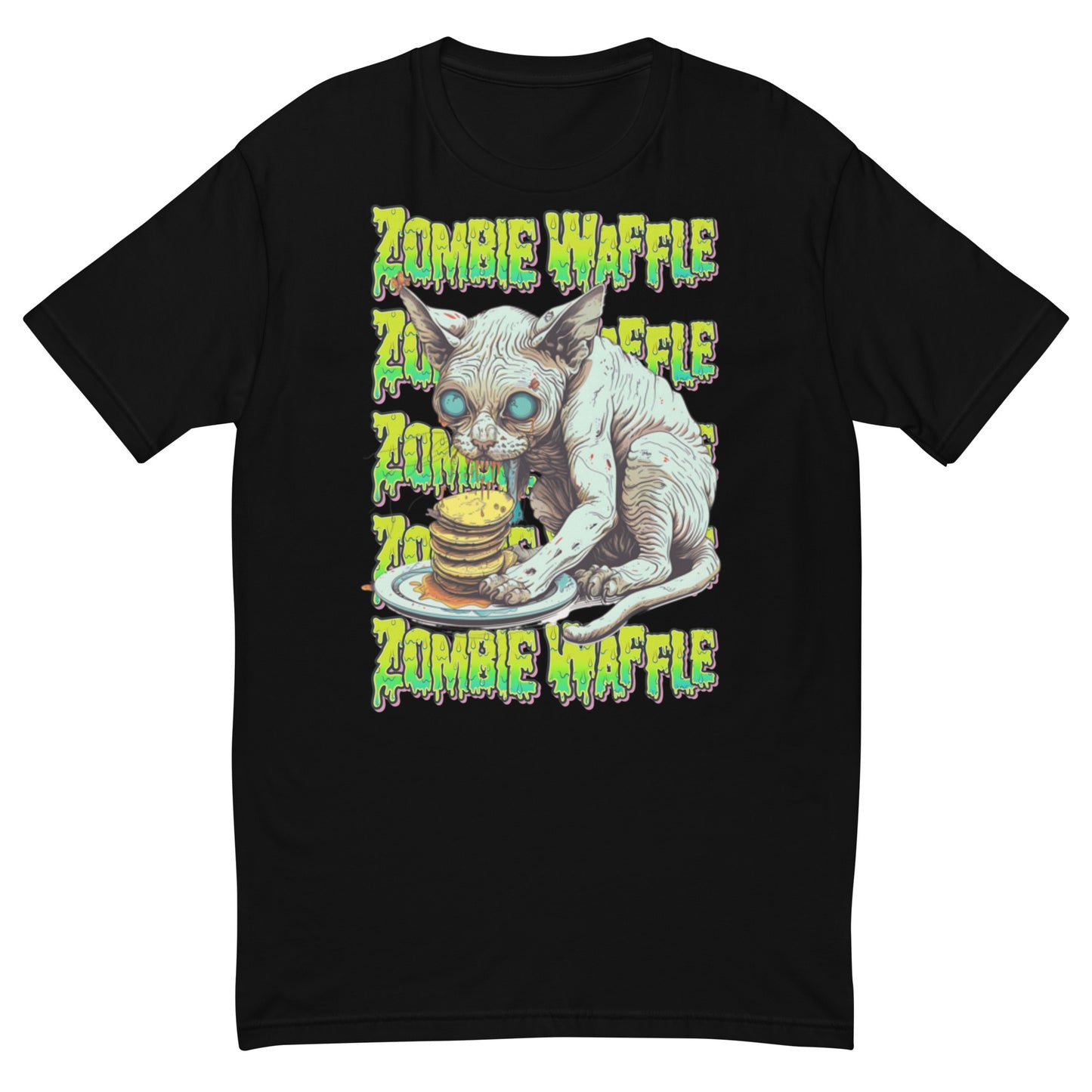 Zombie Sphynx Eating Pancakes Men's Fitted Tee