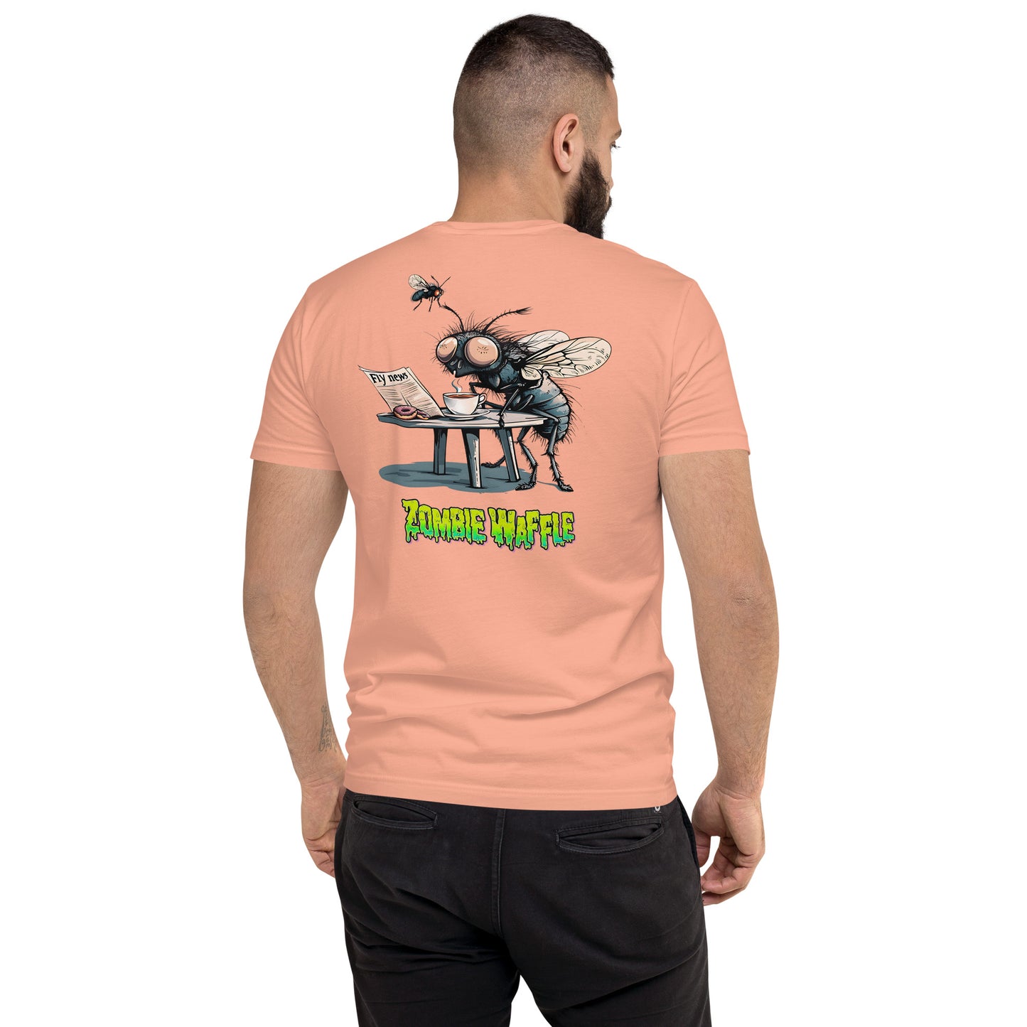 Fly's Morning Ritual Men's Fitted Tee (Back Print)