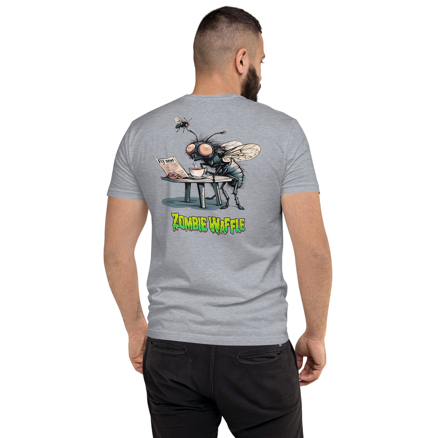 Fly's Morning Ritual Men's Fitted Tee (Back Print)