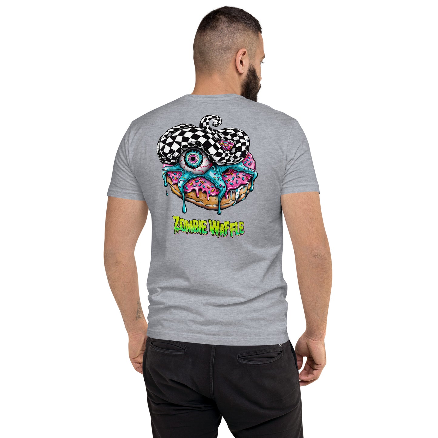 Zombie Donut II Men's Fitted Tee (Back Print)