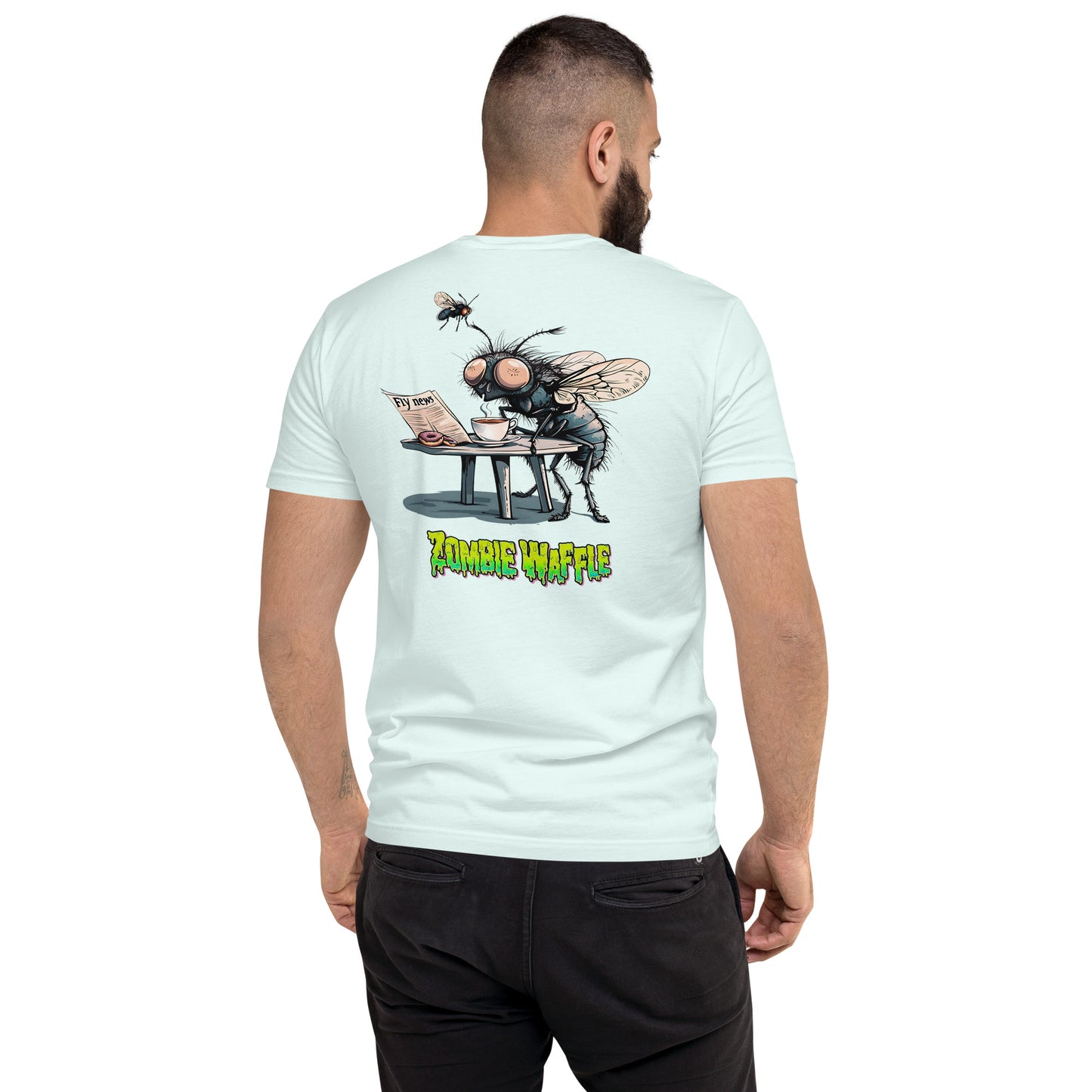 Fly's Morning Ritual Men's Fitted Tee (Back Print)