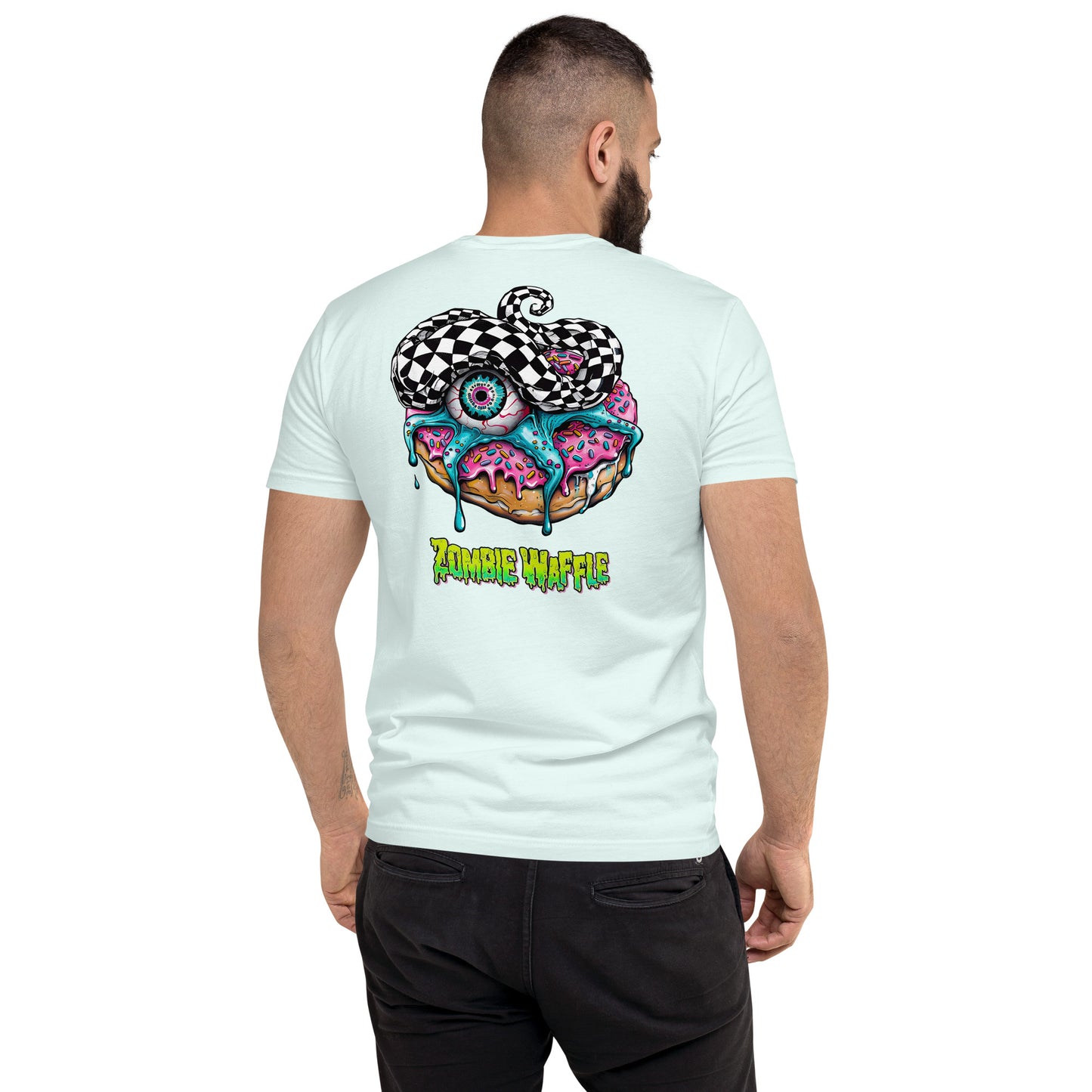 Zombie Donut II Men's Fitted Tee (Back Print)