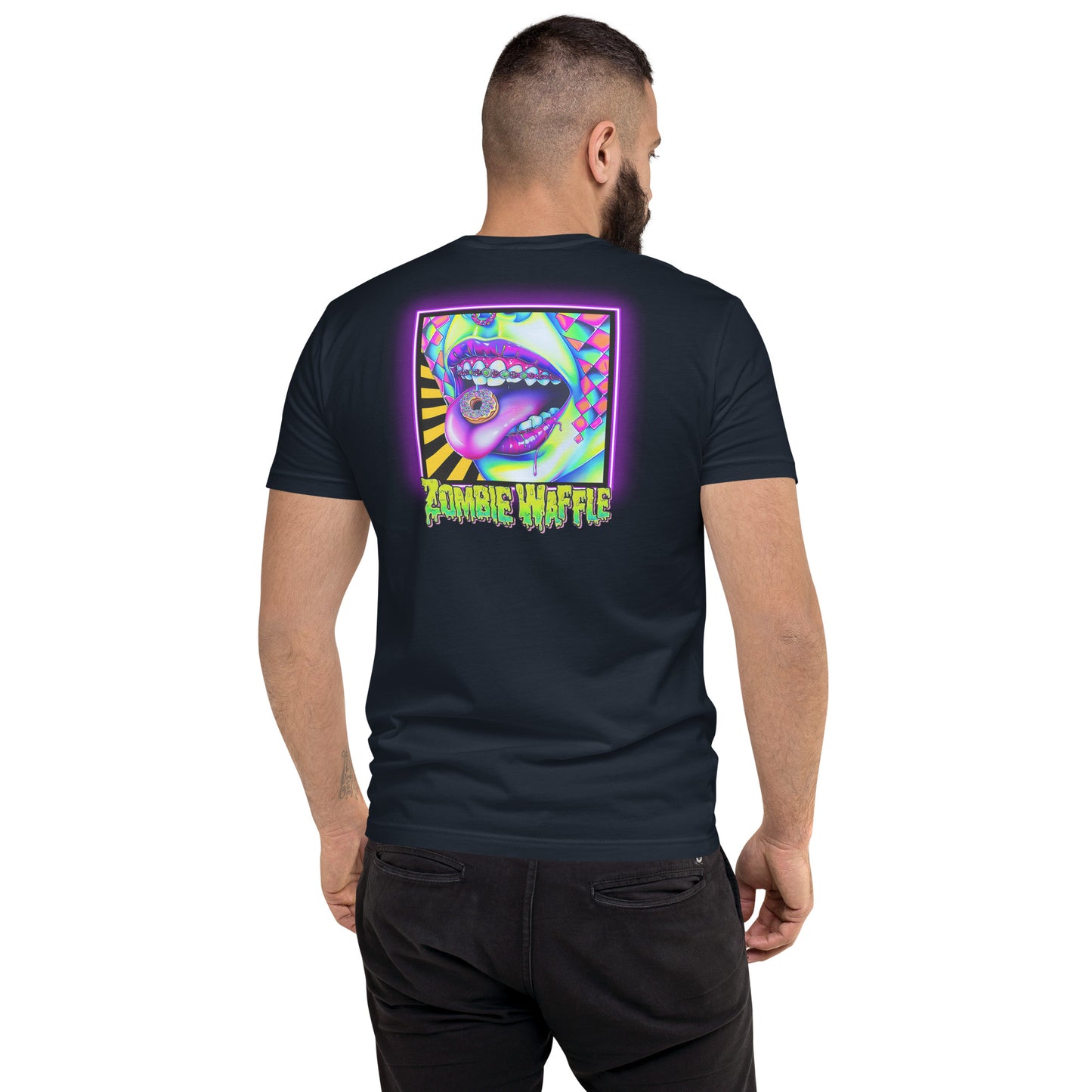 Donuts N Braces Men's Fitted Tee (Back Print)