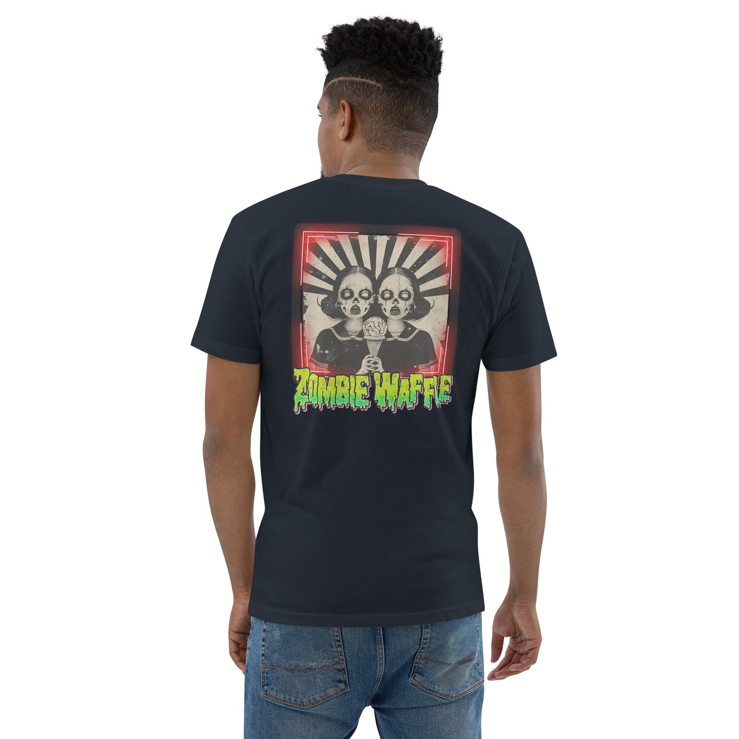 Zombie Twins Men's Fitted Tee (Back Print)