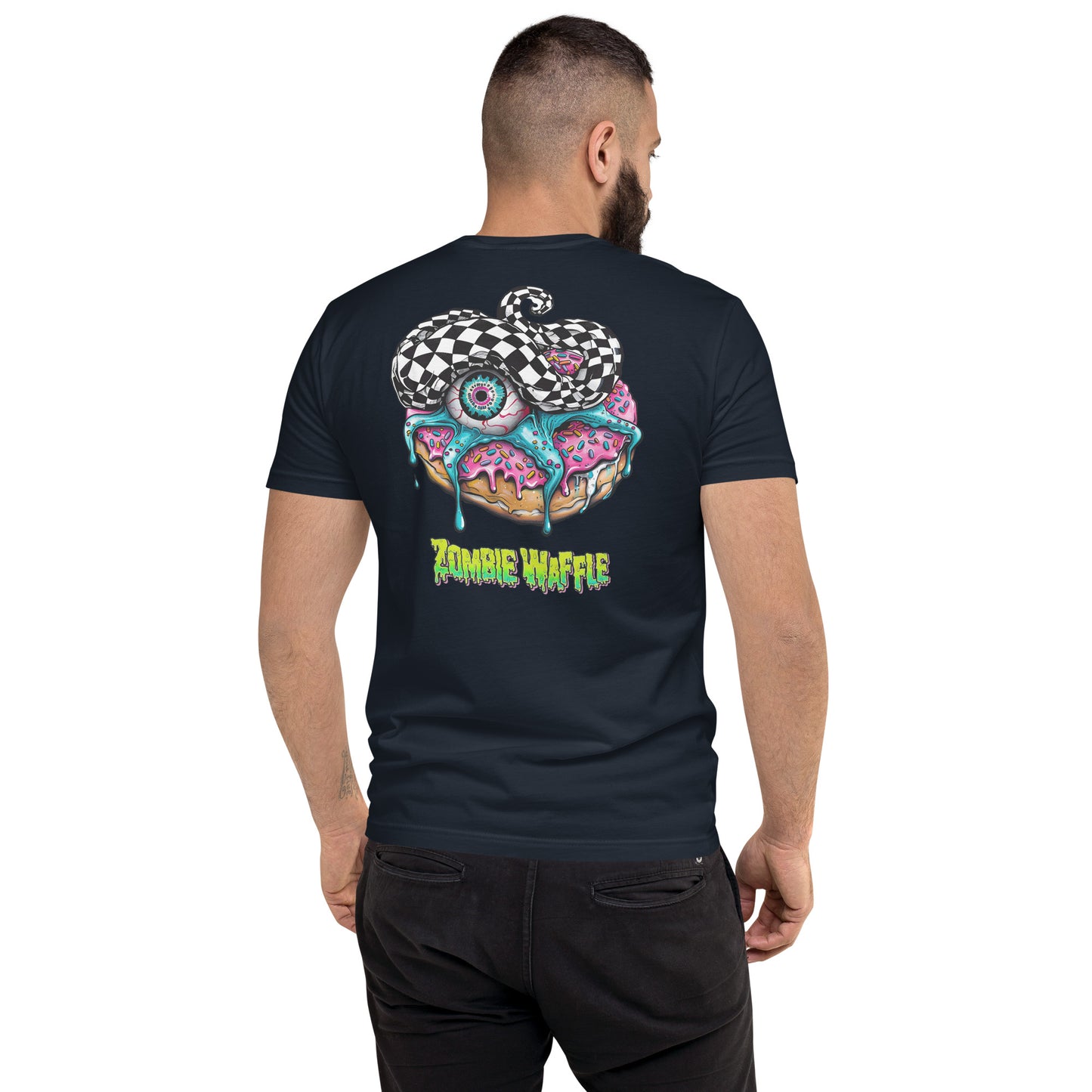 Zombie Donut II Men's Fitted Tee (Back Print)