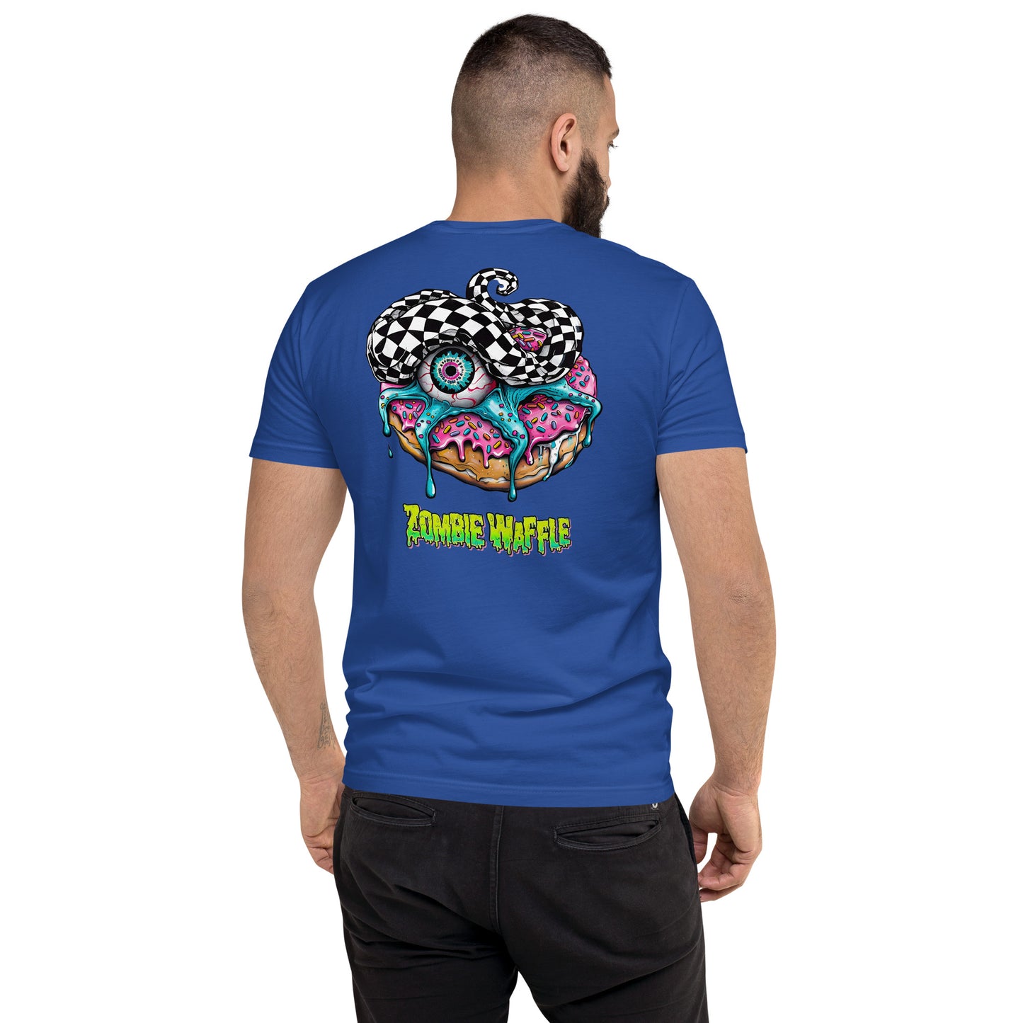 Zombie Donut II Men's Fitted Tee (Back Print)