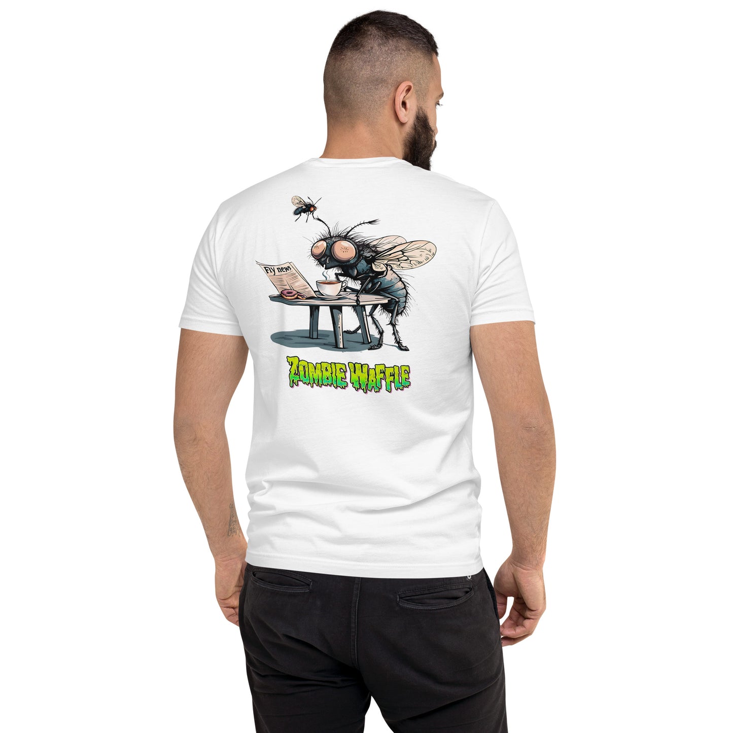 Fly's Morning Ritual Men's Fitted Tee (Back Print)