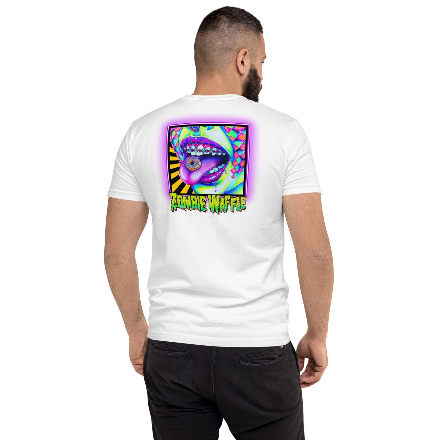 Donuts N Braces Men's Fitted Tee (Back Print)