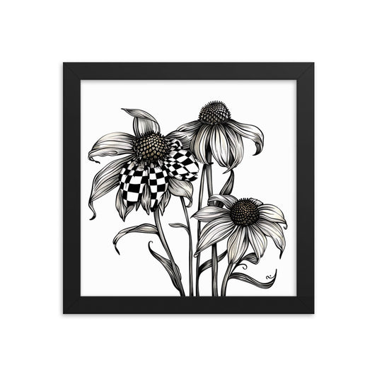 Framed B&W Flowers Poster