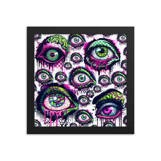 Framed Zombie Eyes Everywhere Poster