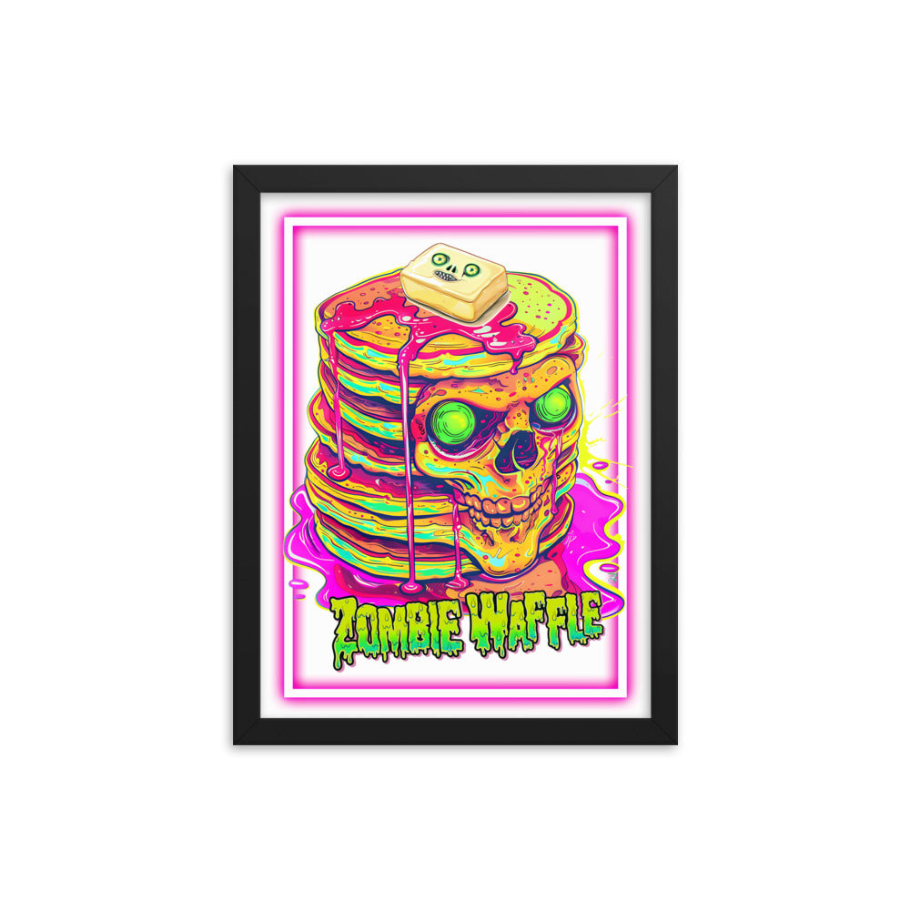 Framed Neon Zombie Pancakes Poster