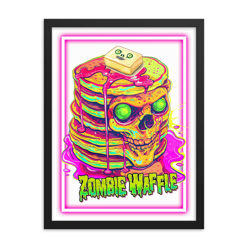 Framed Neon Zombie Pancakes Poster