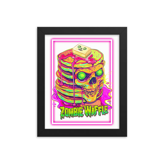 Framed Neon Zombie Pancakes Poster