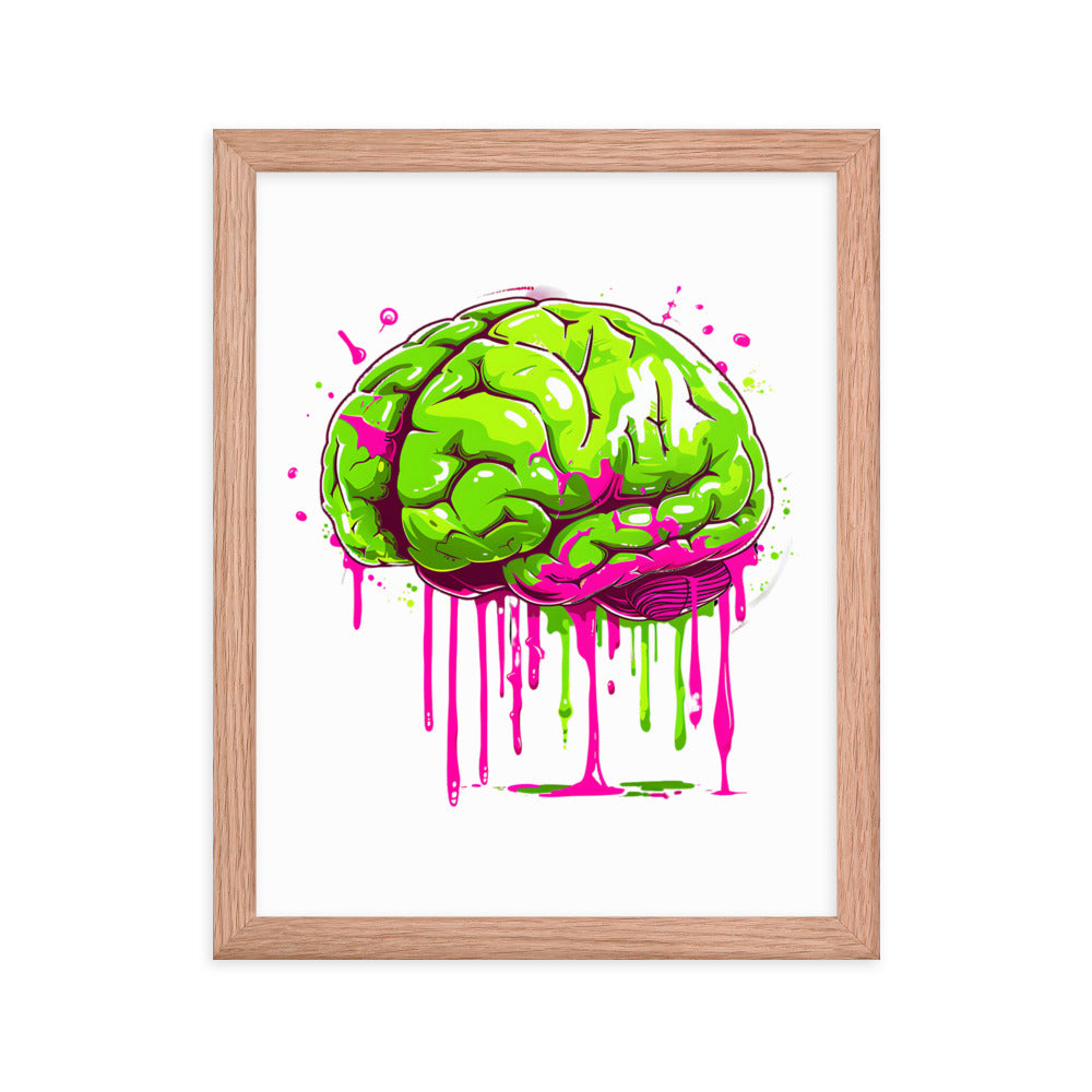 Framed Zombie Brain Poster