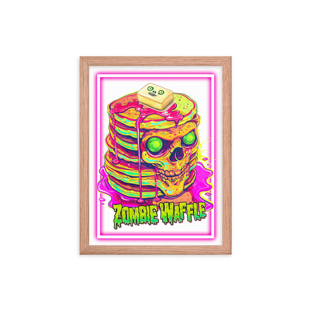 Framed Neon Zombie Pancakes Poster