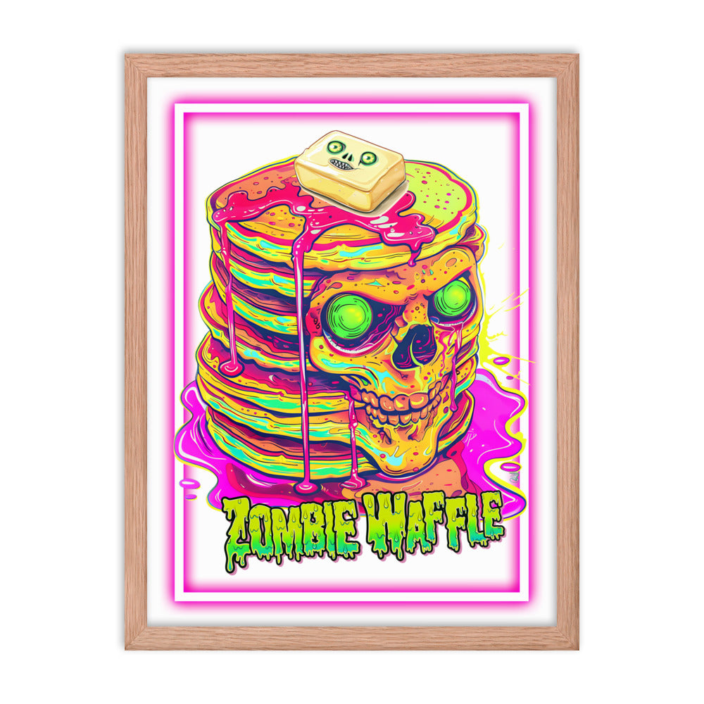 Framed Neon Zombie Pancakes Poster