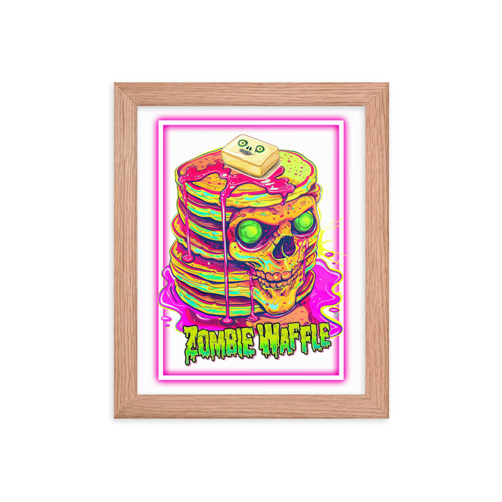 Framed Neon Zombie Pancakes Poster