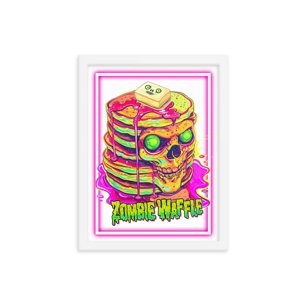 Framed Neon Zombie Pancakes Poster