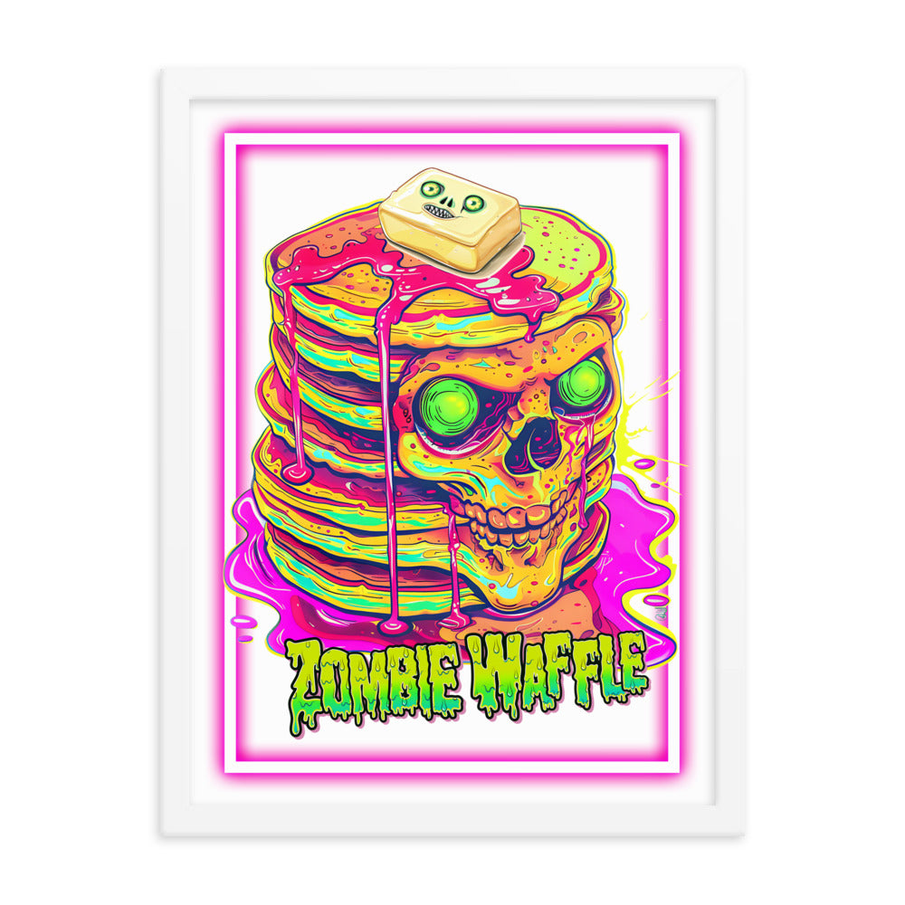 Framed Neon Zombie Pancakes Poster