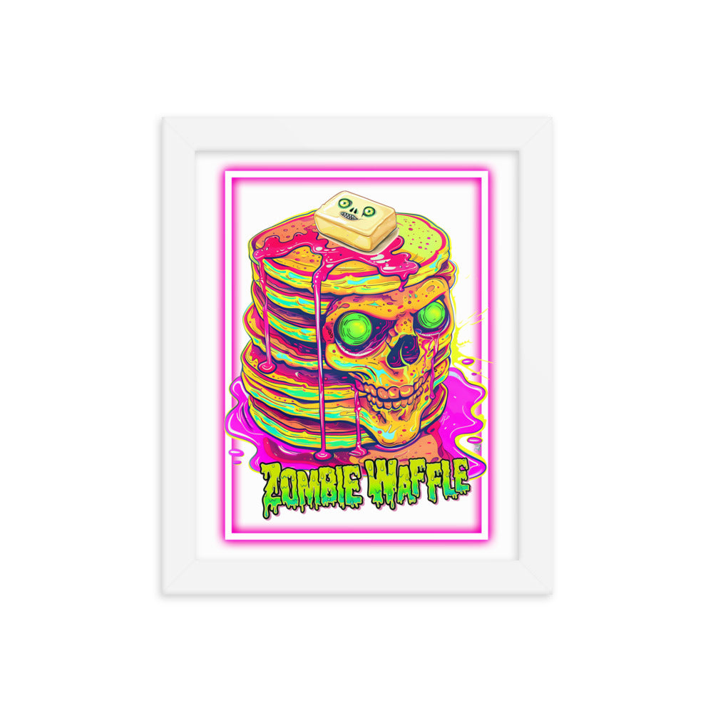 Framed Neon Zombie Pancakes Poster