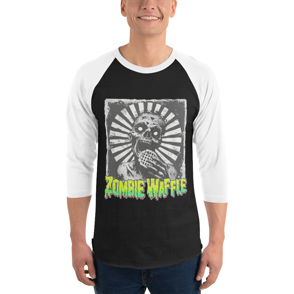 Zombie Eating a Waffle Men's Baseball Tee