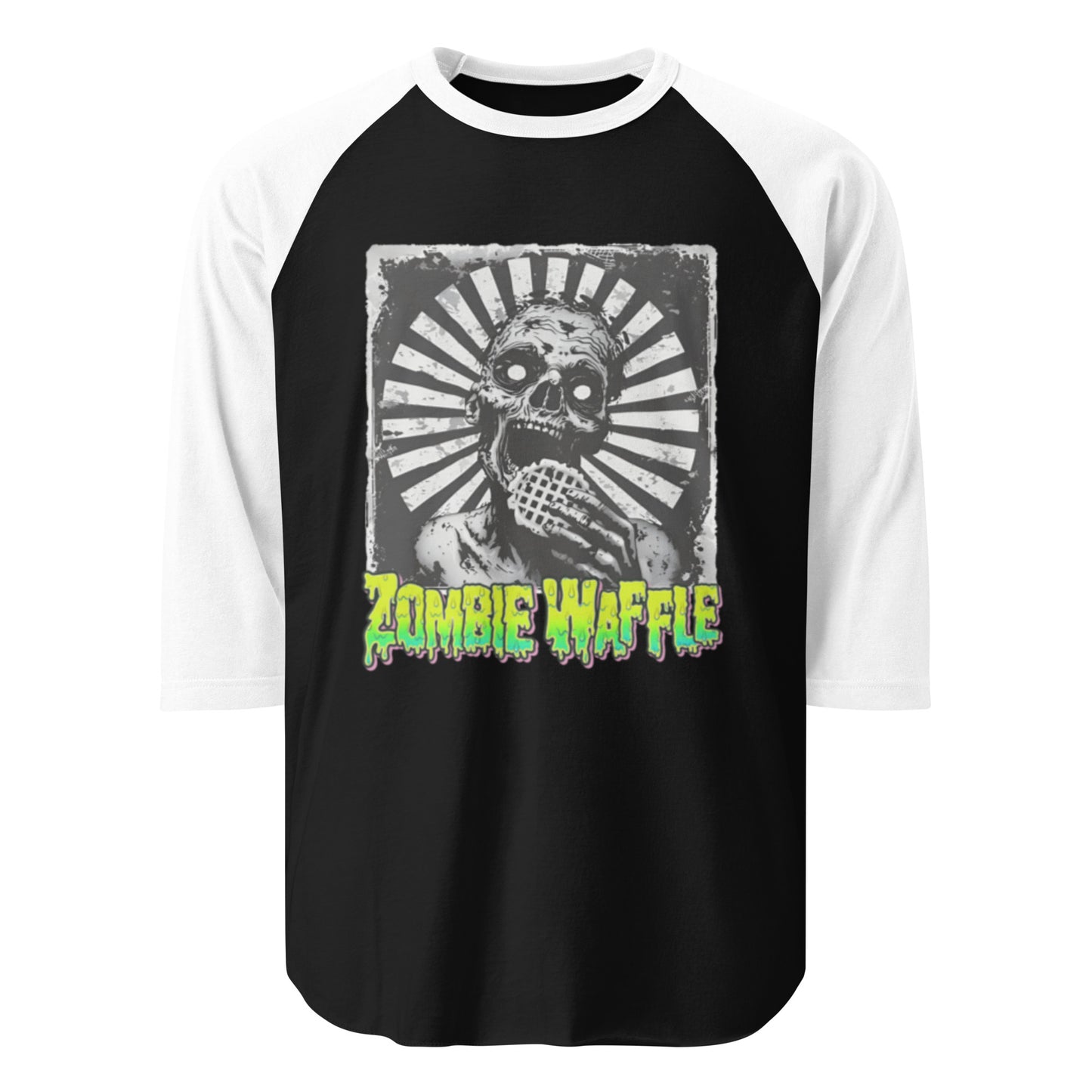 Zombie Eating a Waffle Men's Baseball Tee