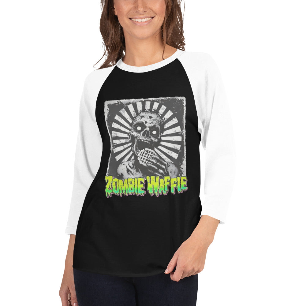 Zombie Eating a Waffle Women's Baseball Tee