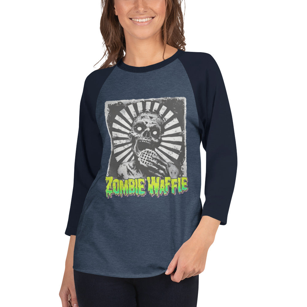 Zombie Eating a Waffle Women's Baseball Tee