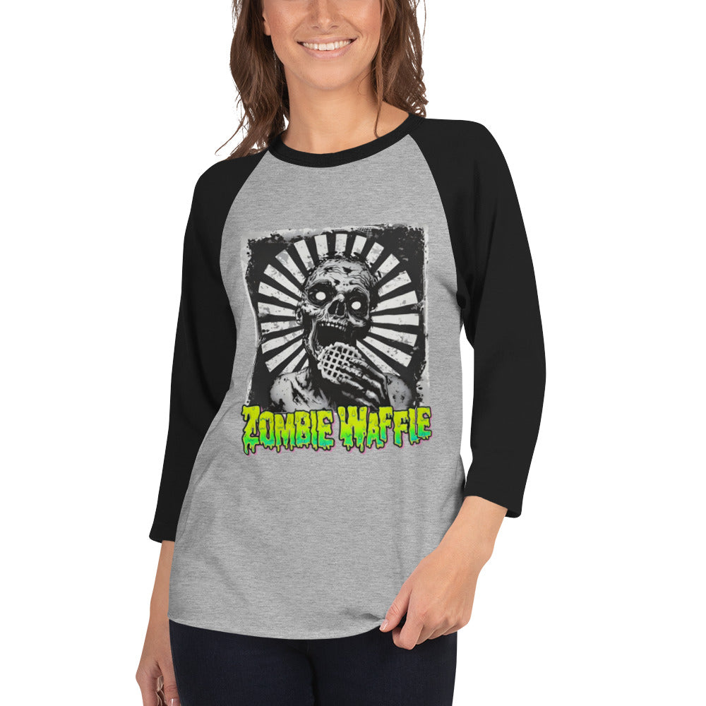 Zombie Eating a Waffle Women's Baseball Tee