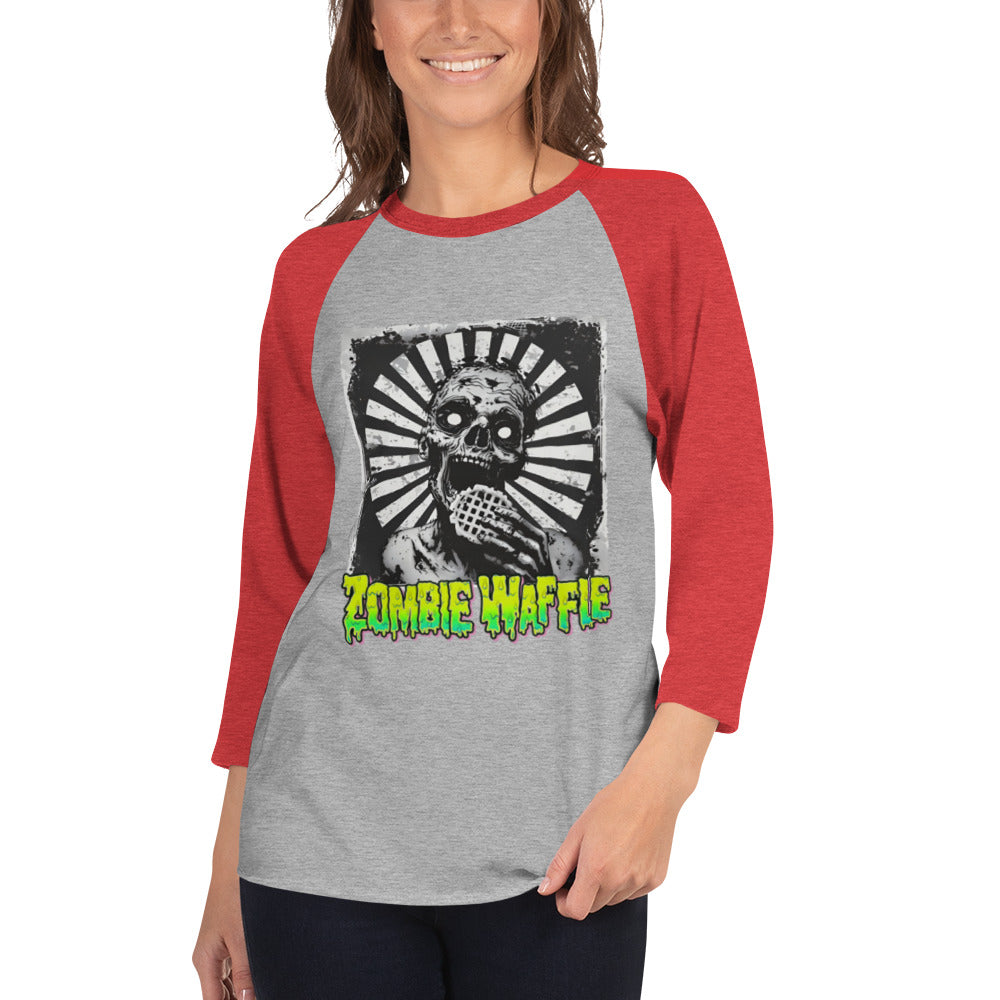 Zombie Eating a Waffle Women's Baseball Tee